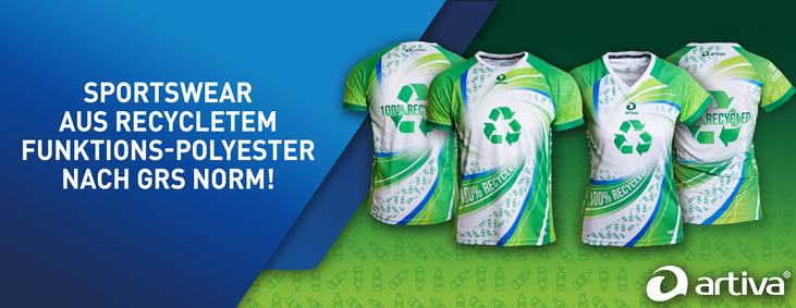 Individuelle Sportswear jetzt auch in recycletem Funktions-Polyester