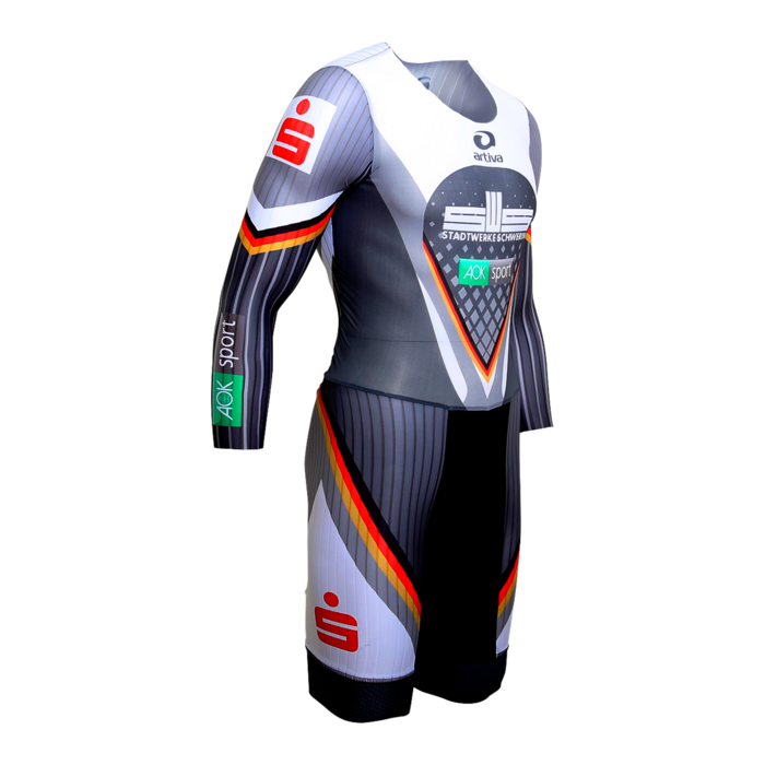 Track Cycling Trisuit Longsleeve Herrenschnitt