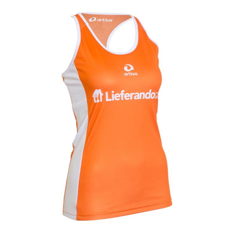 PERFORMANCE Racerback ärmelloses Laufshirt Damenschnitt