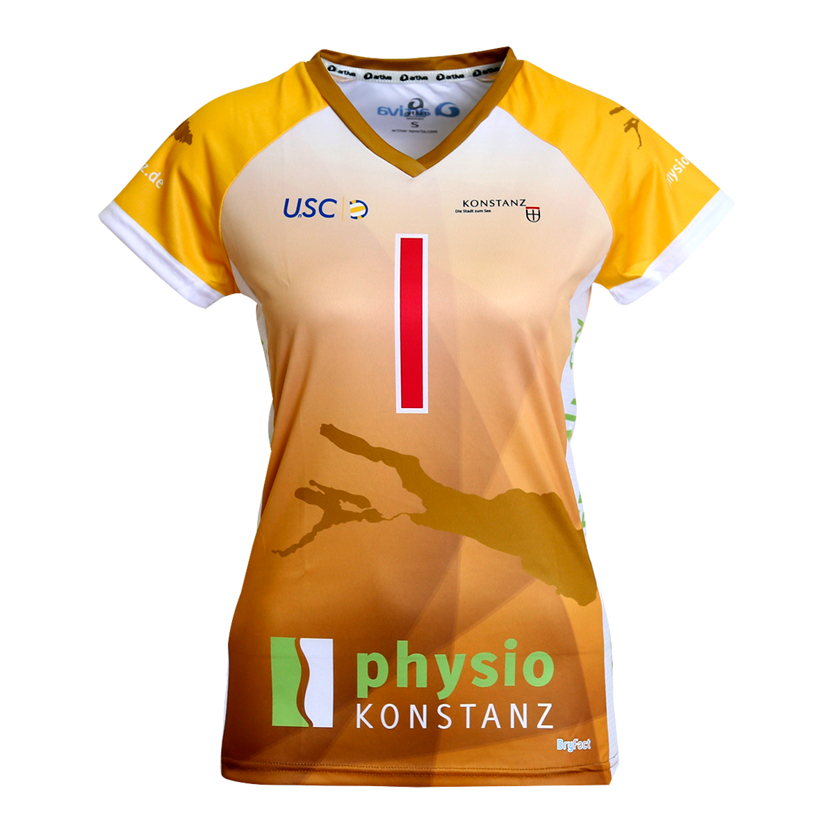 USC-Konstanz-runningshirt-gold-women-front