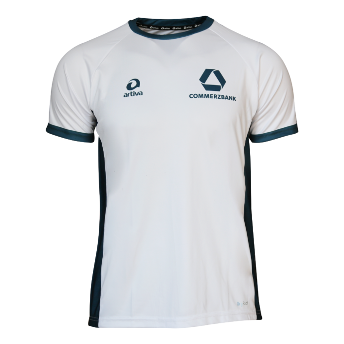 Edle weiße Laufshirts mit Firmenlogo